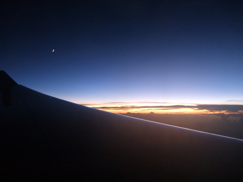 機内から見た日本の夕焼け