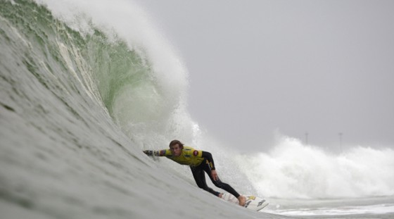 Bede finding his focus at The Rip Curl Pro Supertubos, Portugal. Pic: ASP/ Cestari